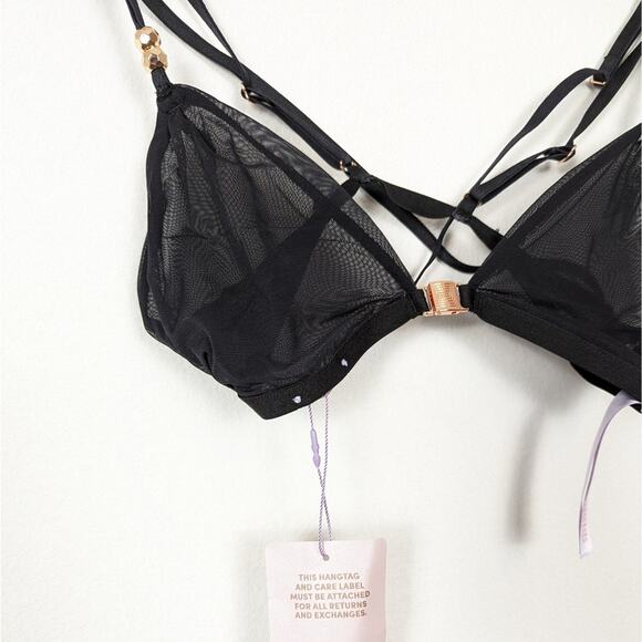 NWT Savage X Fenty Black Caviar Strappy Mesh Bralette - Picture 5 of 8